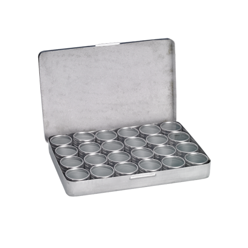 24 Glass Top Aluminum Tins Storage Box