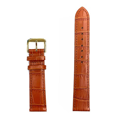 Light Brown Alligator Grain Flat Genuine Leather Band -  (12mm-26mm) 