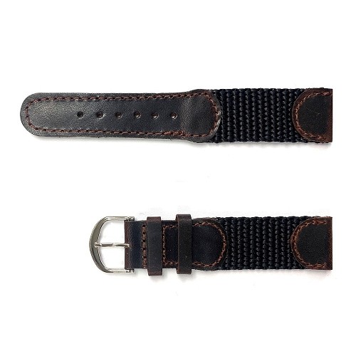 Dark Brown and Black Swiss Army Genuine Leather Band (12mm-20mm)