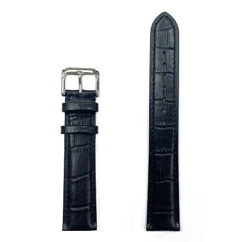 Extra Long Black Alligator Grain Leather Band (12mm-24mm) 