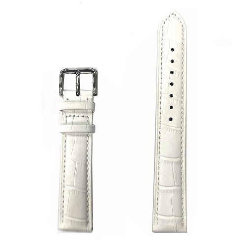 Extra Long White Alligator Grain Leather Band (12mm-24mm)