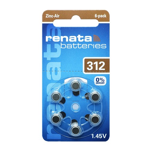 Renata PR41 (#312) Zinc Air Hearing Aid Battery 1.45V