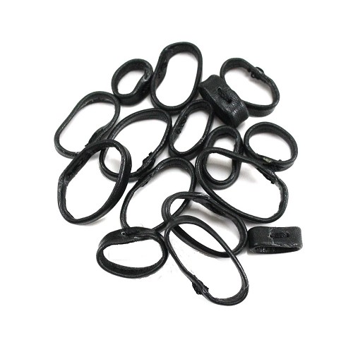 Black Leather Strap Keeper Assortment 16pcs (10mm-24mm)